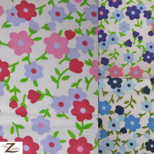 Plain Flower Print Poly Cotton Fabric