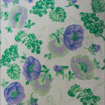 Poly Cotton Printed Fabric Blossom Flower Green Violet