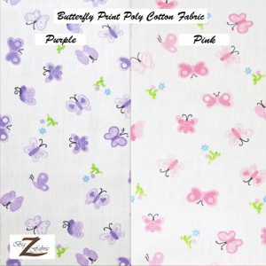 Poly Cotton Printed Fabric Butterfly