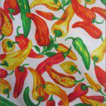 Vegetable Pepper Poly Cotton Printed Fabric White