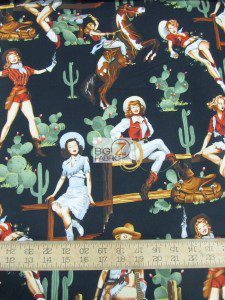 Western Print Cotton Fabric From The Hip Cowgirls
