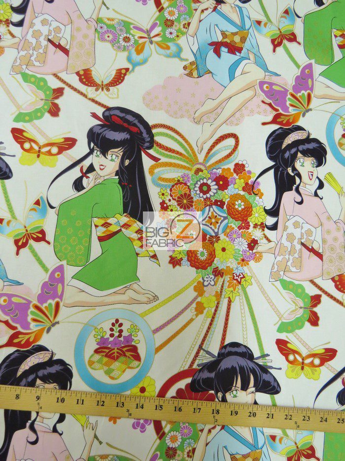 Alexander Henry Natural Miss Butterfly Cotton Fabric