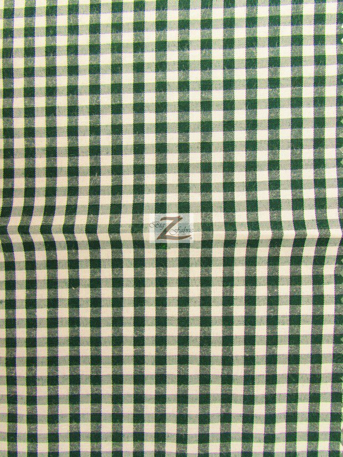 Hunter Green Mini Checkered Gingham Poly Cotton Fabric