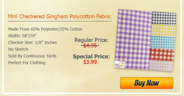 Steal Deal - Mini Checkered Gingham Poly Cotton Fabric